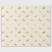 Papier Cadeau Petits crabes d'or sur off-White (Plat)