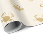 Papier Cadeau Petits crabes d'or sur off-White (Coin rond)