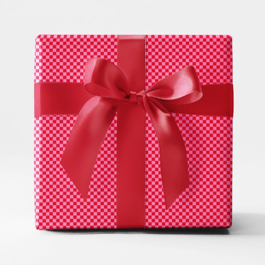 Papier Cadeau Petits damiers rouges et roses