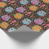 Papier Cadeau Petits Enfants Purple Bleu Orange Chouettes (Coin)