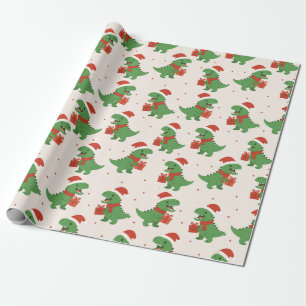 Papier Cadeau Petits enfants rétro T-Rex Xmas