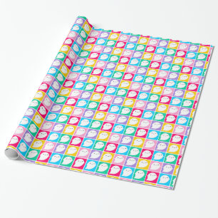 Papier Cadeau Petits Fantômes colorés