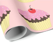 Papier Cadeau Petits gâteaux roses (Coin rond)