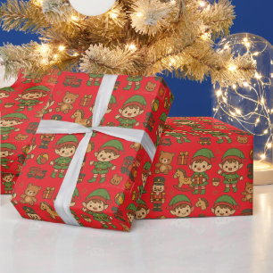 Papier Cadeau Petits lutins de Noël et casse-noisettes pour garç