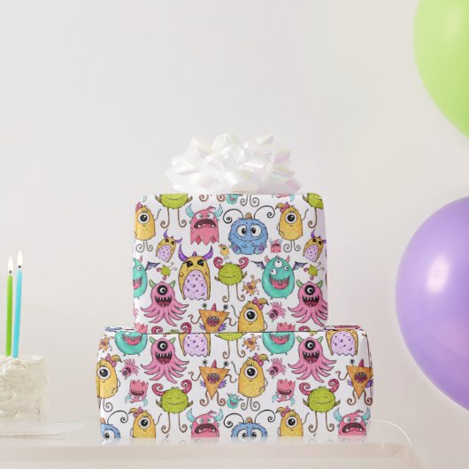 Papier Cadeau Petits Monstres Heureux (Cadeaux de fête)