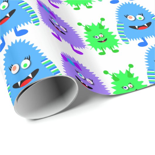 Papier Cadeau Petits monstres mignons (Coin rond)
