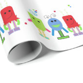Papier Cadeau Petits monstres ridicules (Coin rond)