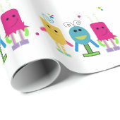 Papier Cadeau Petits monstres ridicules (Coin rond)