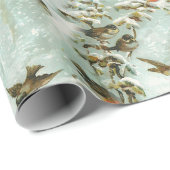 Papier Cadeau Petits oiseaux dans la neige (Coin rond)