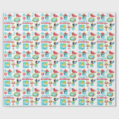 Papier Cadeau Petits oiseaux Noël Joyeuses Fêtes (Plat)