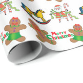 Papier Cadeau Petits pain d'épices images de Noël (Coin rond)