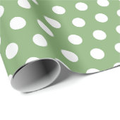 Papier Cadeau Petits pois vert sauge (Coin rond)