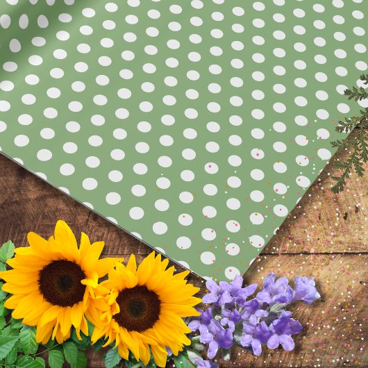 Papier Cadeau Petits pois vert sauge