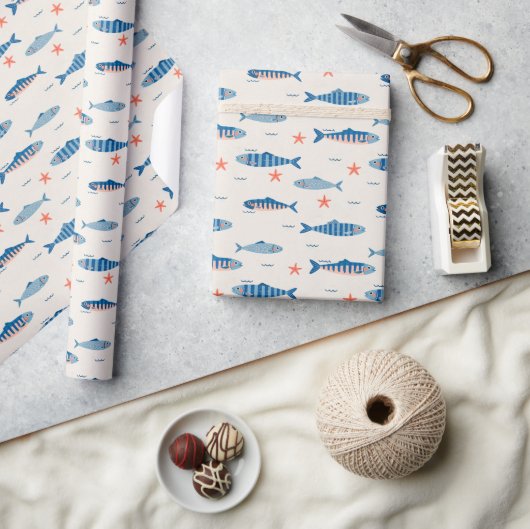 Papier Cadeau Petits poissons (Artisanat)