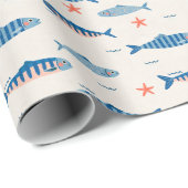 Papier Cadeau Petits poissons (Coin rond)