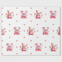 Petits porcelets d'aquarelle de la Saint-Valentin 