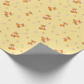 Papier Cadeau Petits renards mignons sur jaune (Coin)