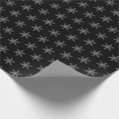 Papier Cadeau Petits Snowflakes Noir Et Blanc Tirés À La Main (Coin)