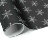 Papier Cadeau Petits Snowflakes Noir Et Blanc Tirés À La Main (Coin rond)