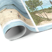 Papier Cadeau Peu de papier d'emballage de phare de sable de (Coin rond)