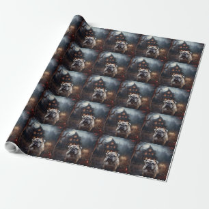 Papier Cadeau Peur d'Halloween Bulldog