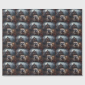 Papier Cadeau Peur d'Halloween Bulldog (Plat)
