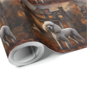 Papier Cadeau Peur Halloween caniche (Coin rond)