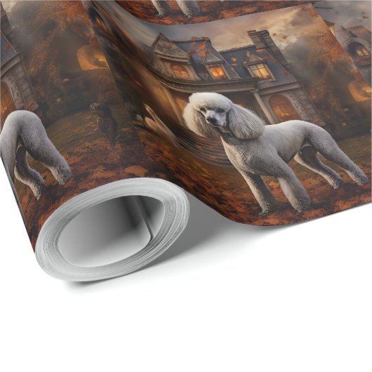 Papier Cadeau Peur Halloween caniche (Coin rond)