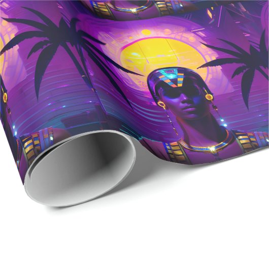 Papier Cadeau Pharaon Synthwave (Coin rond)