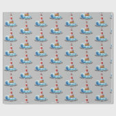 Papier Cadeau Phare D'Anniversaire Avec Vague (Plat)