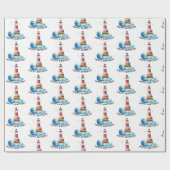 Papier Cadeau Phare D'Anniversaire Avec Vague (Plat)