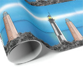Papier Cadeau Phare de Cape Henry la nuit (Coin rond)