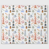 Papier Cadeau Phare de Noël côtier (Plat)