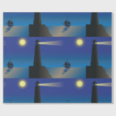 Papier Cadeau Phare et voilier à Night Moonlit Ocean (Plat)