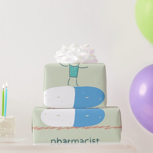 Papier Cadeau Pharmacien sur capsule de pilule