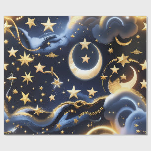 Papier Cadeau – Phases de la Lune Céleste Luxe