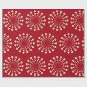 Papier Cadeau Phases Lune, Astrologique, Or, Rouge, Céleste (Plat)