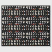 Papier Cadeau Phases Lune Pagan Noir Vacances Wiccan Esbat (Plat)