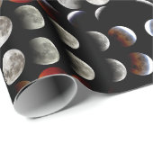 Papier Cadeau Phases Lune Pagan Noir Vacances Wiccan Esbat (Coin rond)