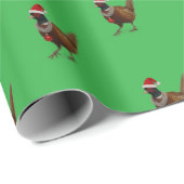 Papier Cadeau Pheasant on green Christmas gift wrapping paper (Coin rond)