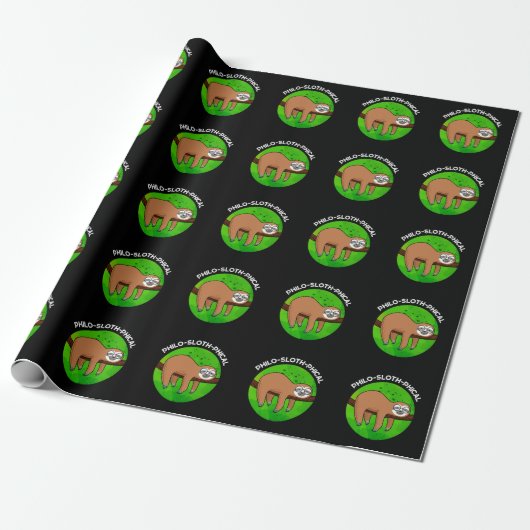 Papier Cadeau Philo-sloth-phical Funny Animal Sloth Pun Dark BG (Déroulé)