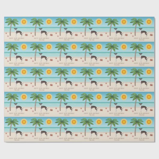 Papier Cadeau Phoque Et Chien Blanc Iggy À La Plage Tropicale D' (Plat)