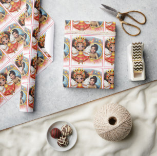 Papier Cadeau Photo Anniversaire Little Black Fairy Red Gold