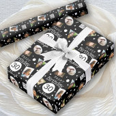 Papier Cadeau Photo Black White Confetti Nom 30e anniversaire