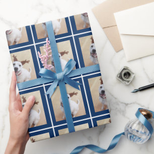Papier Cadeau Photo Bleu Chien Chien Chien Chien Chien Blanc Cut