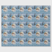 Papier Cadeau Photo Blue Cozy Plaid Winter Christmas (Plat)