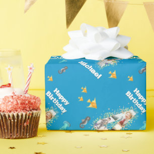 Papier Cadeau Photo Collage Big 4th Birthday Under the Sea