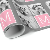 Papier Cadeau Photo Collage Instagram tendance Monogramme person (Coin rond)