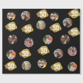 Papier Cadeau Photo Collage Modèle fête de 50e anniversaire (Plat)