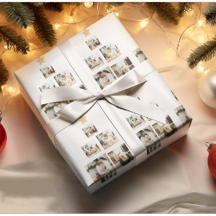 Papier Cadeau Photo d'arbre de Noël familial moderne avec étoile